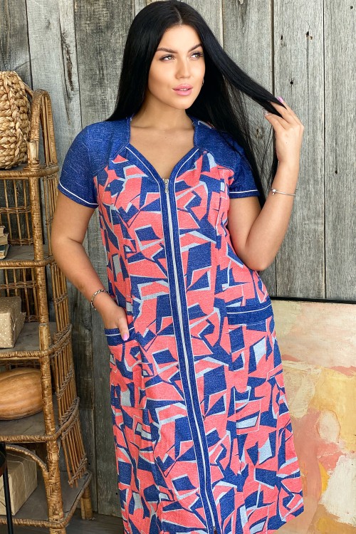 Халат Женский 1275 НТ коралл джинс Халат Женский 1275 НТ коралл джинс