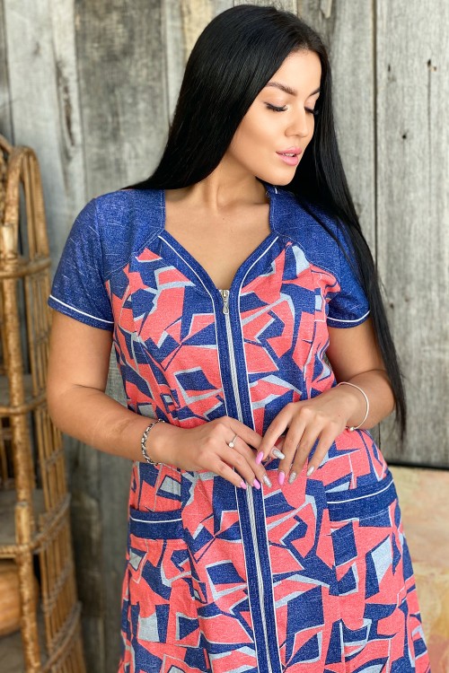 Халат Женский 1275 НТ коралл джинс Халат Женский 1275 НТ коралл джинс