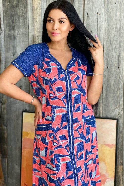 Халат Женский 1275 НТ коралл джинс Халат Женский 1275 НТ коралл джинс