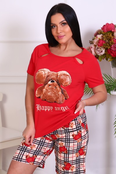 Женский костюм с шортами 35147 НТ красный