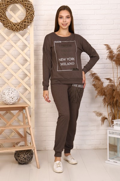 Женский костюм с брюками 12603 НТ коричневый