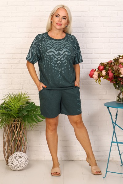 Женский костюм с шортами 12640 НТ изумруд