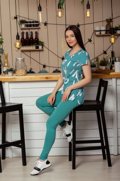 Женский костюм с лосинами 8226 НТ зеленый