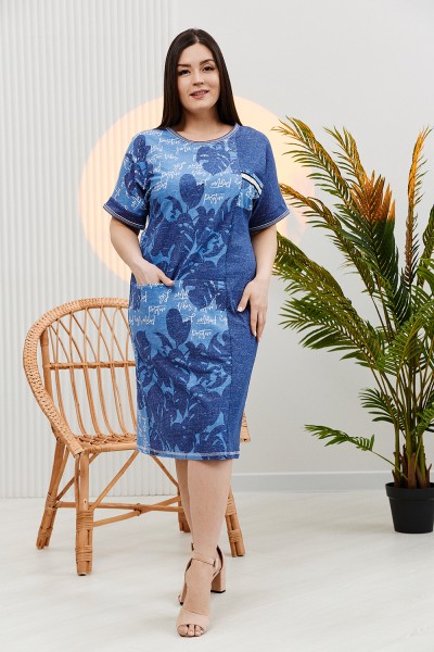 Платье женское 7139 НТ монстера синяя